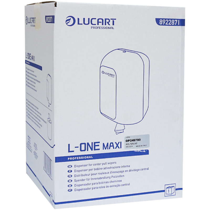 Dispenser (dozator), Lucart, L-One Maxi, albastru, din plastic, pentru rola prosop, 38.1x29x22.3 CM